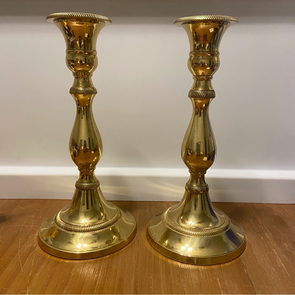 Andrea by Sadek Brass Candlesticks a Pair